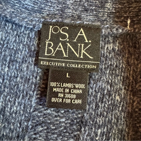 Men's JoS. A. Bank Shawl Neck Wool Button Up Cardigan, Blue Heather, Size L - Picture 5 of 9